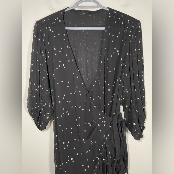 ALLSAINTS Gracie Nala Embroidered Tie-Waist Dress size 0 - Picture 8 of 12